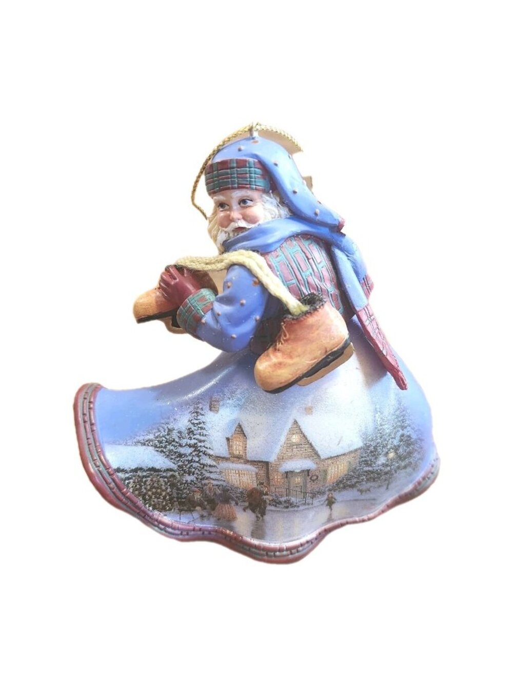 Thomas Kinkade Ashton Drake Christmas Ornament At The Skaters Pond Santa 2003
